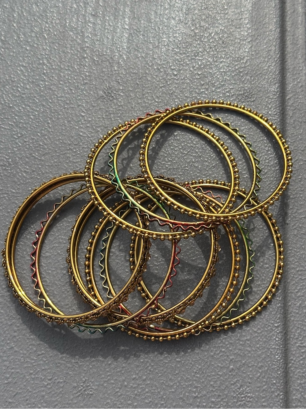 Rustic Gold Multicolor Bollywood Stackable Bangle /Bracelet Set - Picture 2 of 5